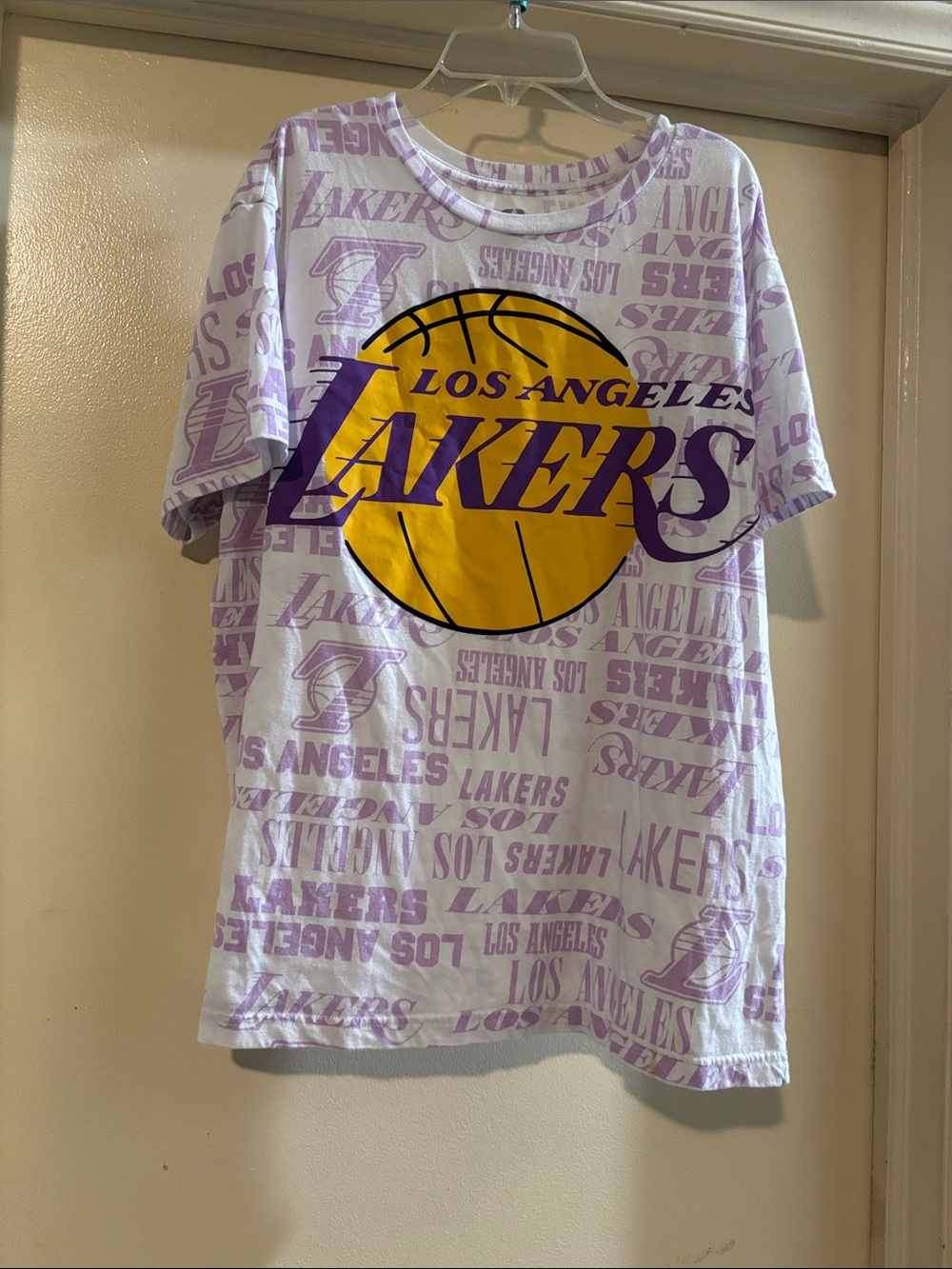 Los Angeles Lakers Mens Purple & Yellow Short-Sleeve Tee Size L